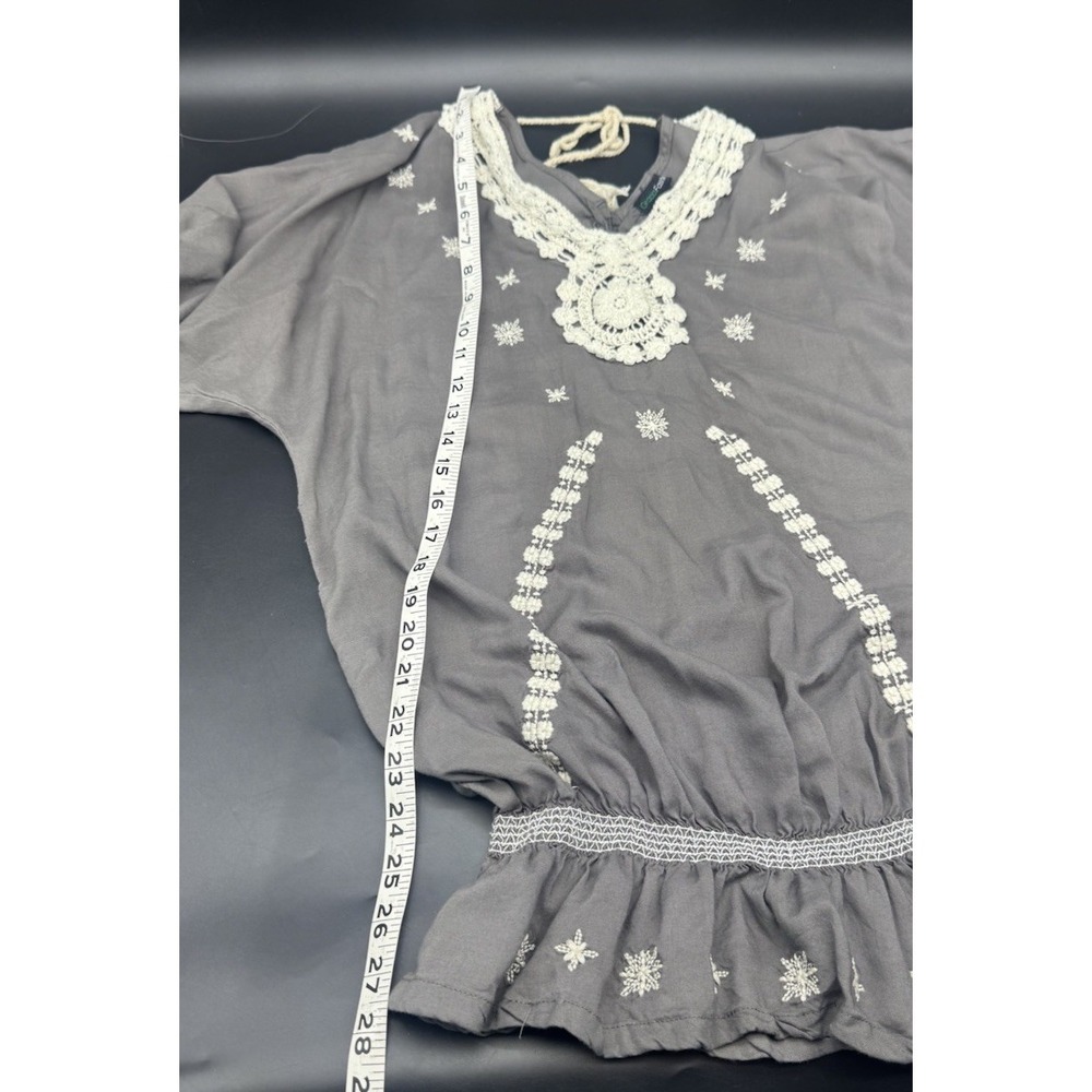Gracia Fashion Lightweight Short Sleeve Embroidered Womens Top S Boho Hippie - Picture 9 of 9